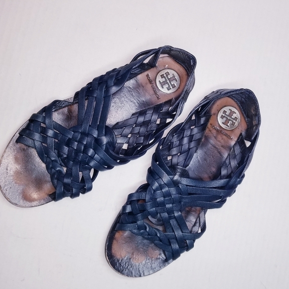🌸 Tory Burch | Blue Leather‎ Sandals 9 - Picture 3 of 9